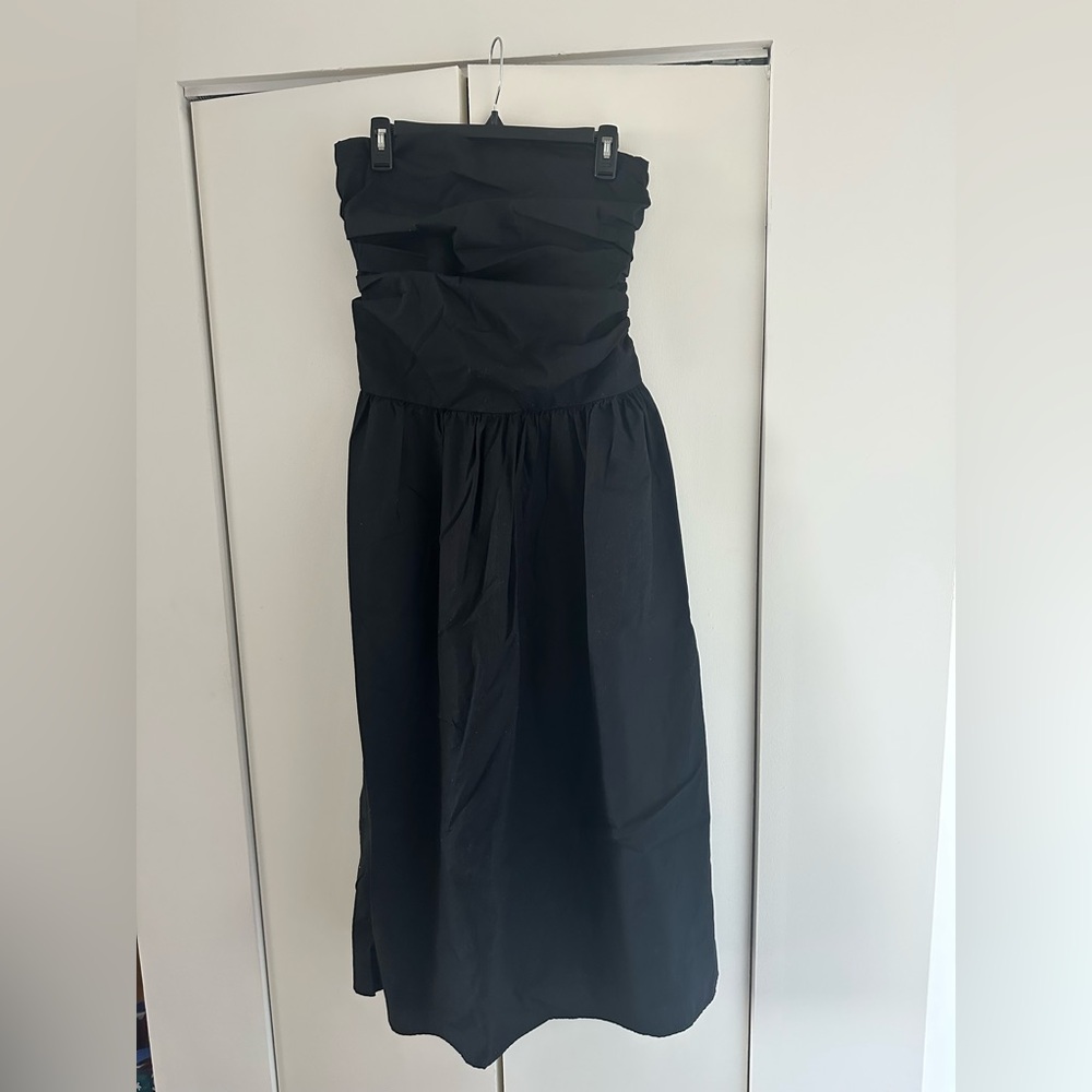 EUC Large Strapless Black Midi Dress